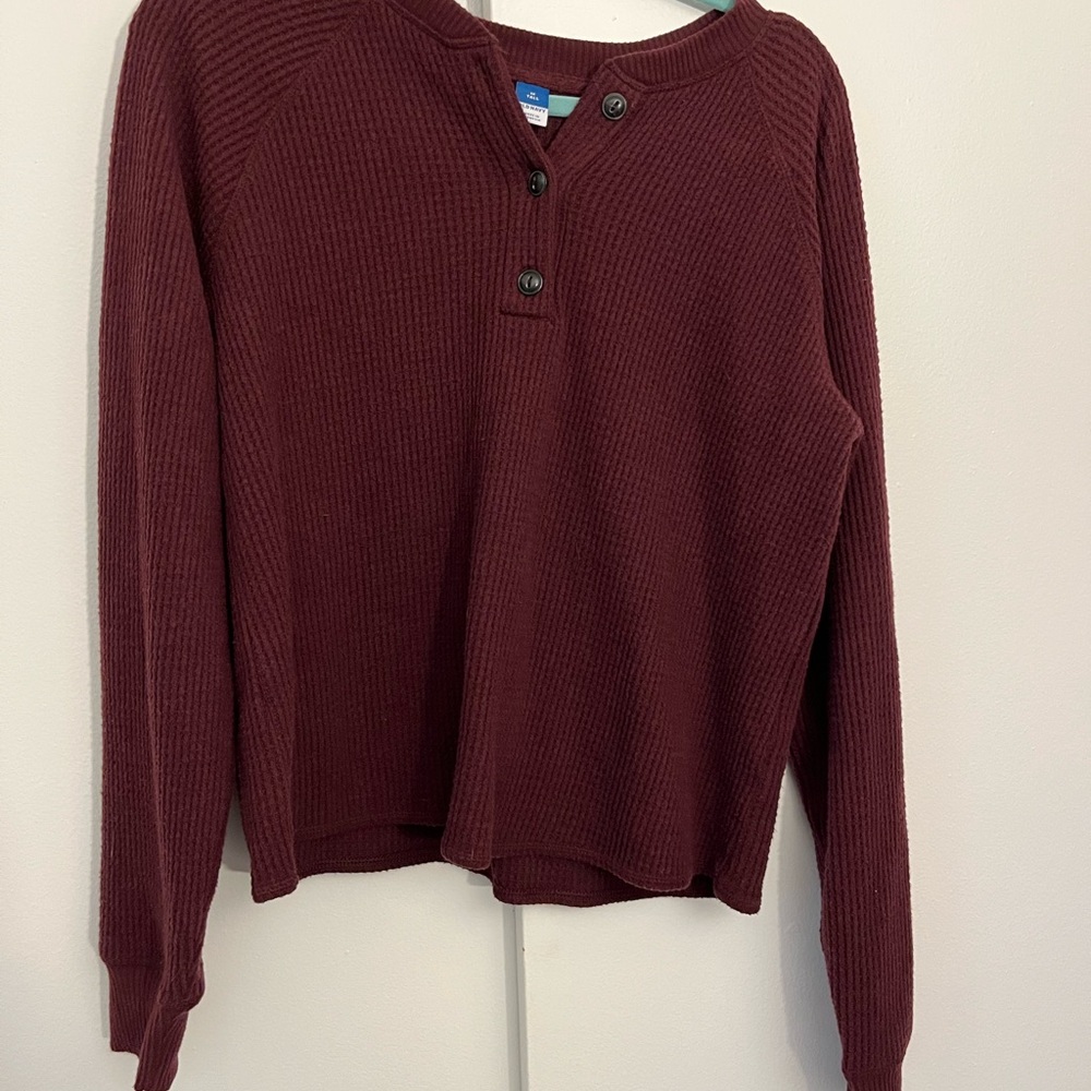 Old Navy Maroon Ribbed Henley